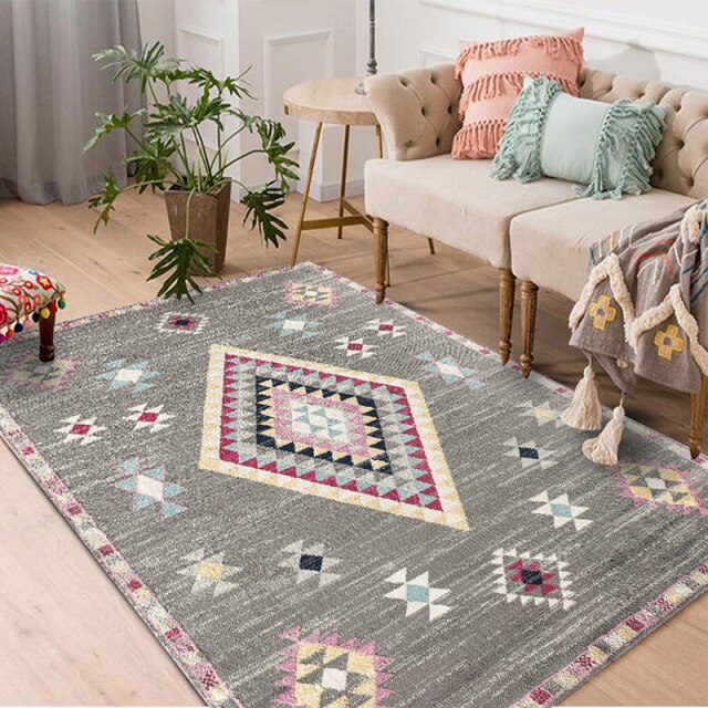 Living Room Rug Ethnic Style Bedroom Geometric Decorative Rug