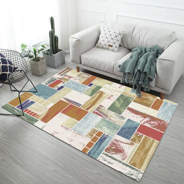 Living Room Rug Ethnic Style Bedroom Geometric Decorative Rug