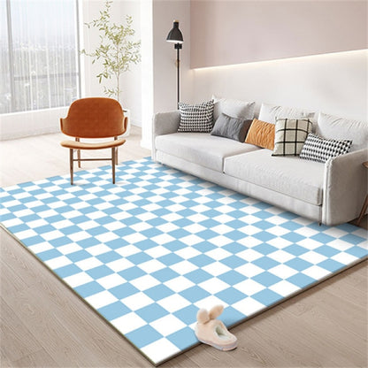 Checkerboard Solid Color Large Area Rug Non-slip Green Rug