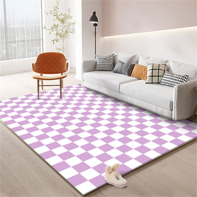 Checkerboard Solid Color Large Area Rug Non-slip Green Rug