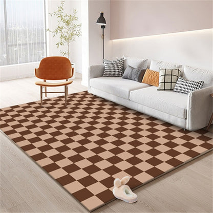 Checkerboard Solid Color Large Area Rug Non-slip Green Rug