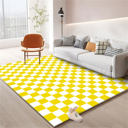 Checkerboard Solid Color Large Area Rug Non-slip Green Rug