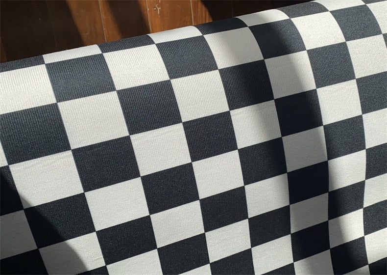 Checkerboard Printe Large Area Rug Non-slip Bedside black Rug