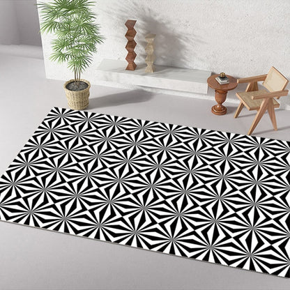 Checkerboard Printe Large Area Rug Non-slip Bedside black Rug