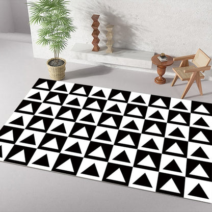 Checkerboard Printe Large Area Rug Non-slip Bedside black Rug