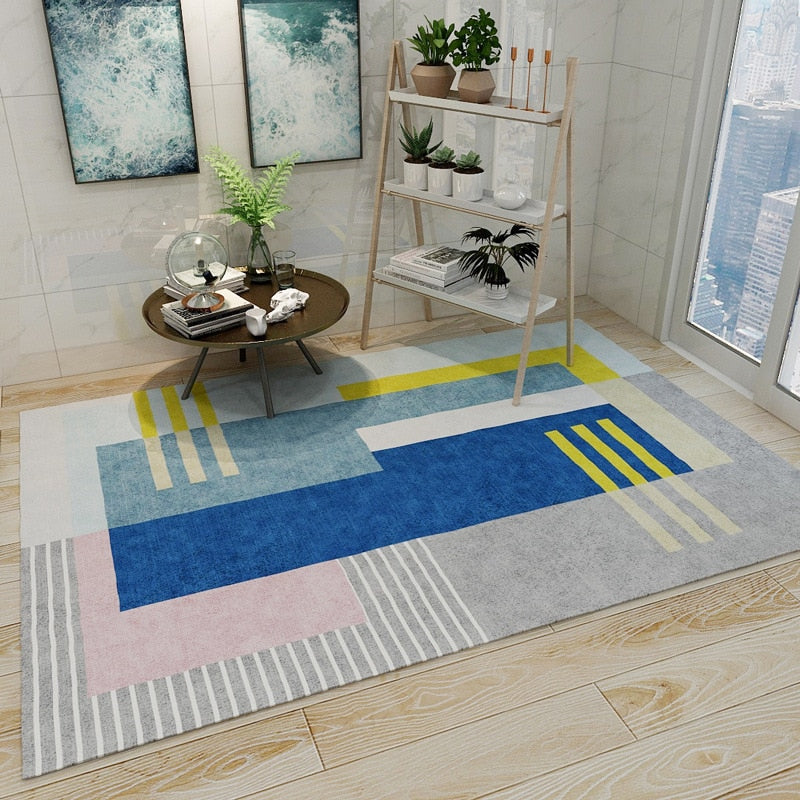 Modern Minimalist Living Room Rug Nordic Geometric Pattern Salon Rug