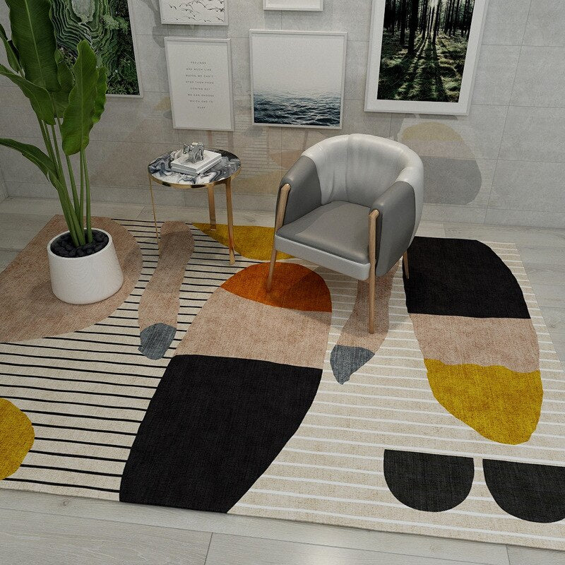 Modern Minimalist Living Room Rug Nordic Geometric Pattern Salon Rug