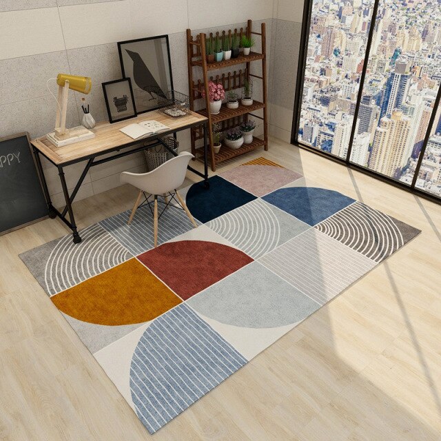 Modern Minimalist Living Room Rug Nordic Geometric Pattern Salon Rug