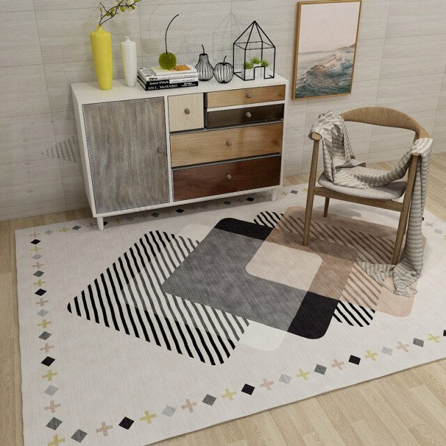 Modern Minimalist Living Room Rug Nordic Geometric Pattern Salon Rug