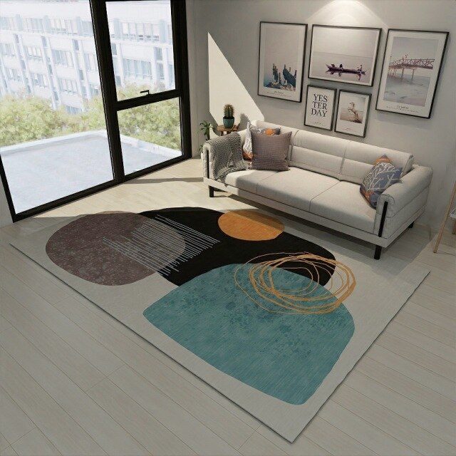 Modern Minimalist Living Room Rug Nordic Geometric Pattern Salon Rug