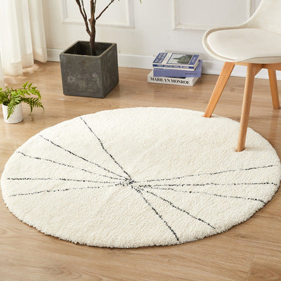 Morocco Black White Geometric Round Rug Decor India Cotton Woven Rug