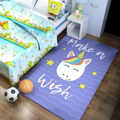 Pink Unicorn Series Flannel Cartoon 3D Printed Children Play Area Rug