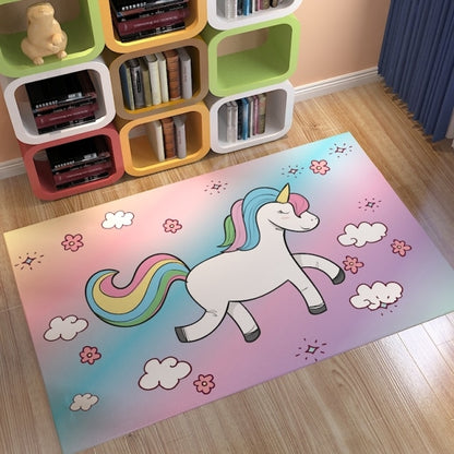 Pink Unicorn Series Flannel Cartoon 3D Printed Children Play Area Rug