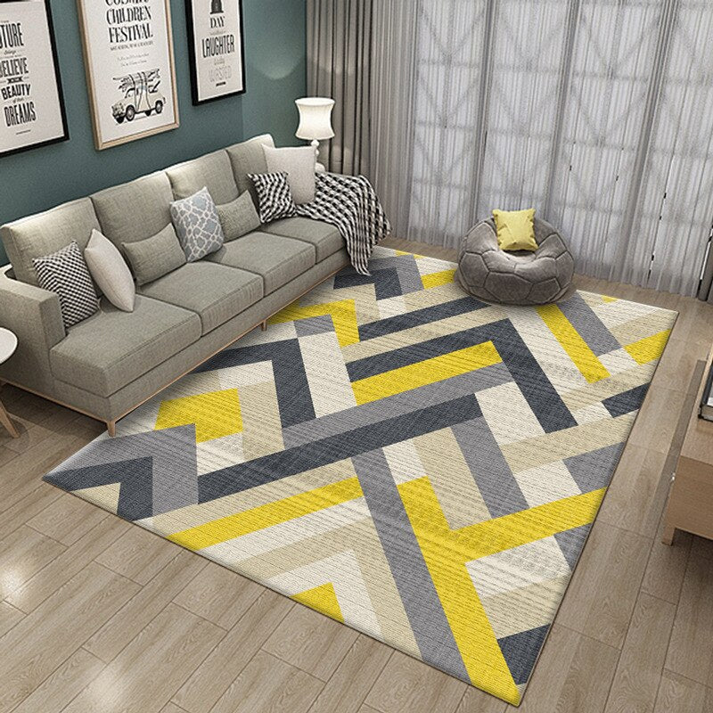 Geometric Sofa Area Rug Bedside Bedroom Washable Hallway Printed Rug