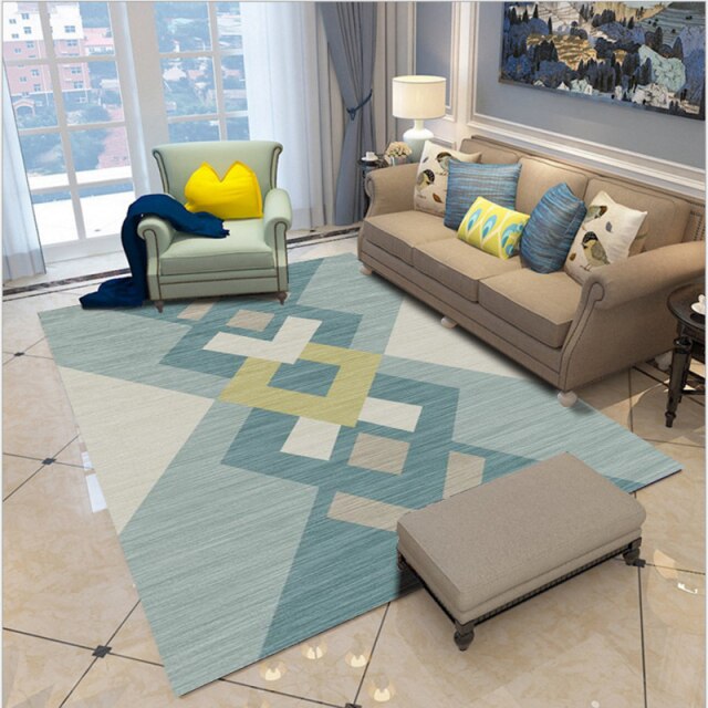 Geometric Sofa Area Rug Bedside Bedroom Washable Hallway Printed Rug