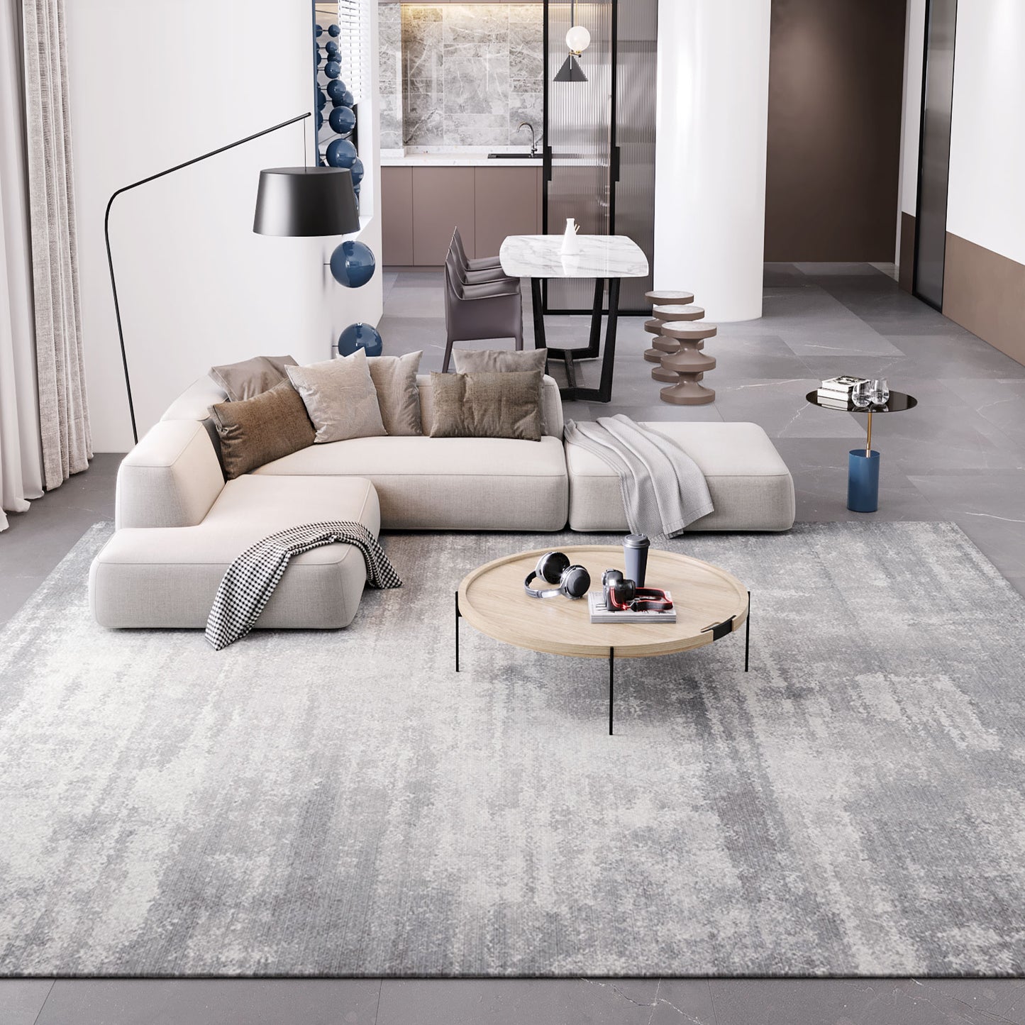 Thick Parlor Modern Soft Rug Non-slip Nordic Grey Rug