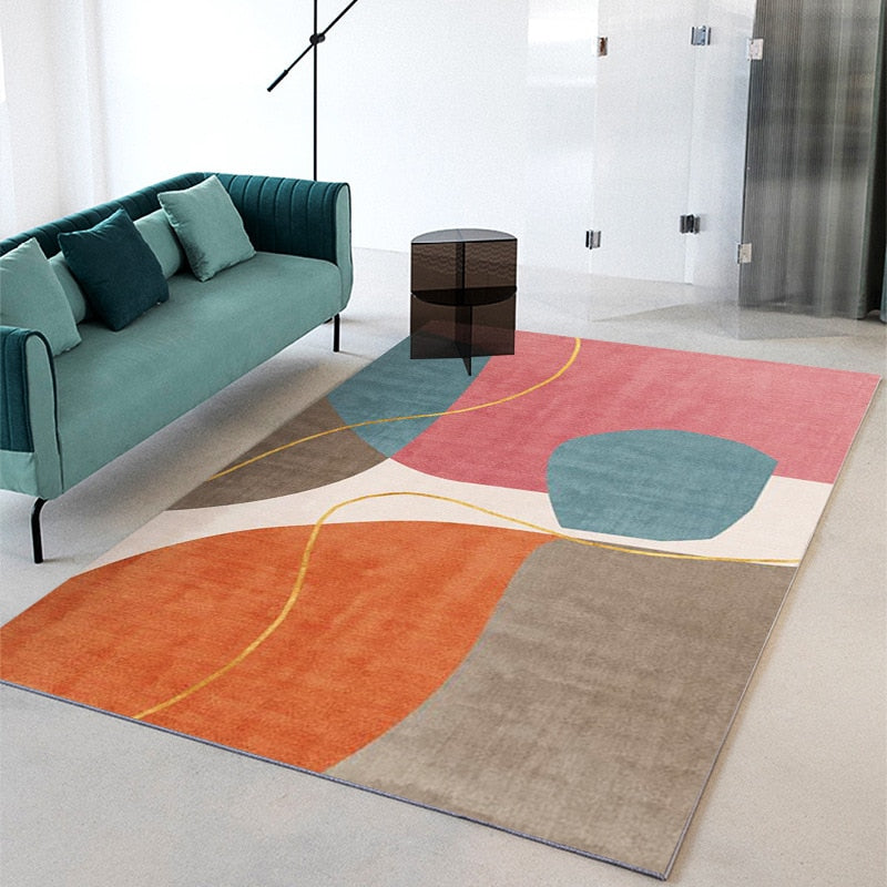 Light Luxury Geometric Splicing Rug Activity Nordic Net Red Rug