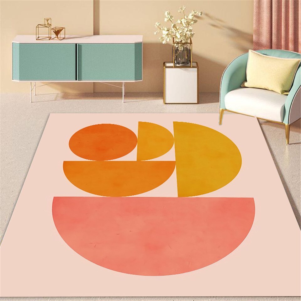 Nordic pink geometric Rug girl room princess style cute decoration Rug