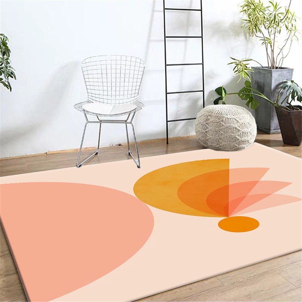 Nordic pink geometric Rug girl room princess style cute decoration Rug