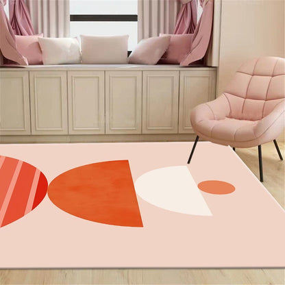 Nordic pink geometric Rug girl room princess style cute decoration Rug