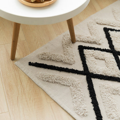 Modern Nordic Woven Hand Tufted Fluffy Rug Cotton Woven Rug