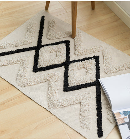 Modern Nordic Woven Hand Tufted Fluffy Rug Cotton Woven Rug