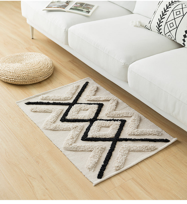 Modern Nordic Woven Hand Tufted Fluffy Rug Cotton Woven Rug