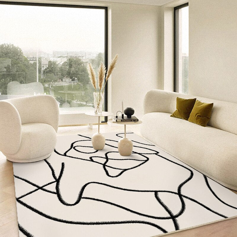 Non-slip Soft Plush Rug Nordic Art Washable Home Decoration Rectangle Rug