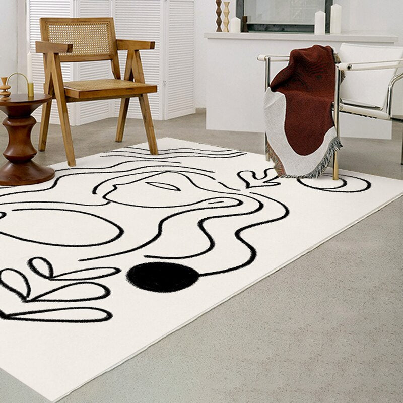 Non-slip Soft Plush Rug Nordic Art Washable Home Decoration Rectangle Rug