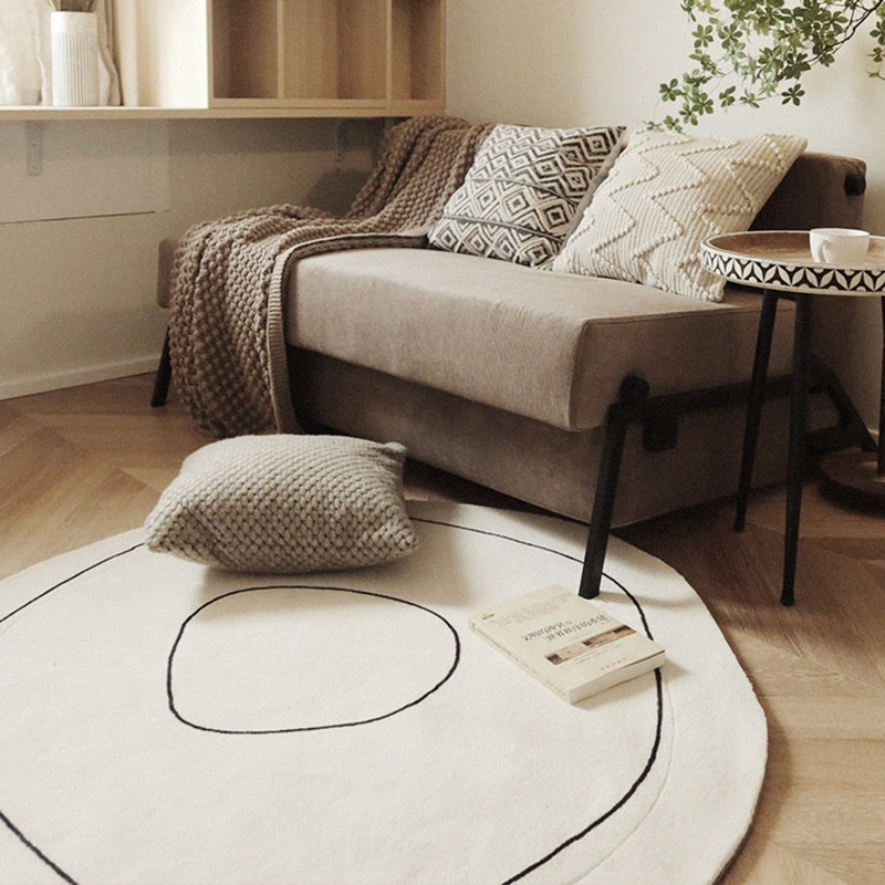 Nordic Living Room Round Rug Soft Decor Tatami White Area Rug