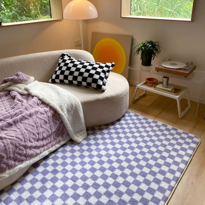 Nordic Checkerboard Plaid Black Lattice Area Rug