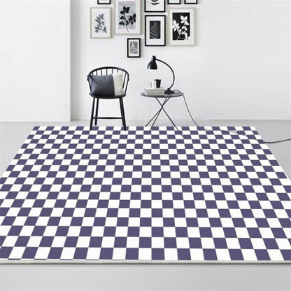 Nordic Checkerboard Plaid Black Lattice Area Rug