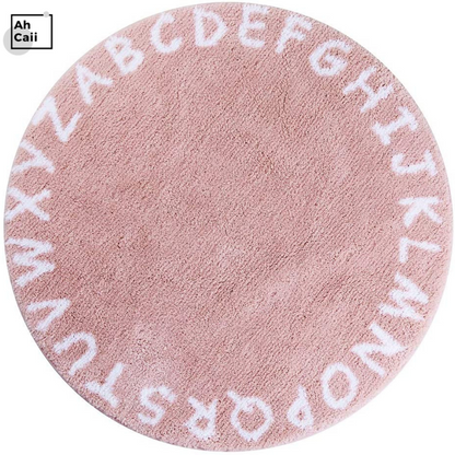 Round Kids Fluffy Rug Soft Alphabet Nursery Absorbent Non-Slip Rug