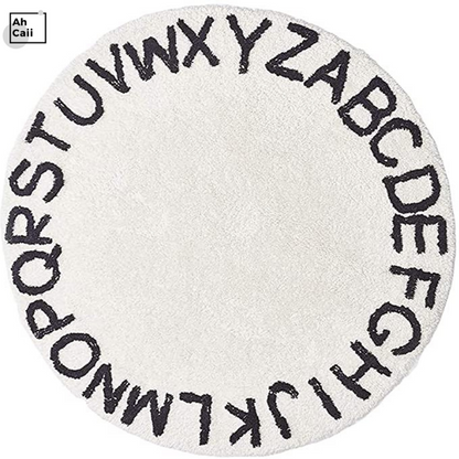 Round Kids Fluffy Rug Soft Alphabet Nursery Absorbent Non-Slip Rug