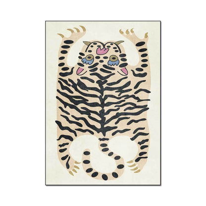 Green Tiger Print Rug Living Room Cartoon Animal Kids Room Rug