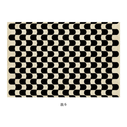 Modern French Retro Plaid Family Rug Large Area Decorative Rug