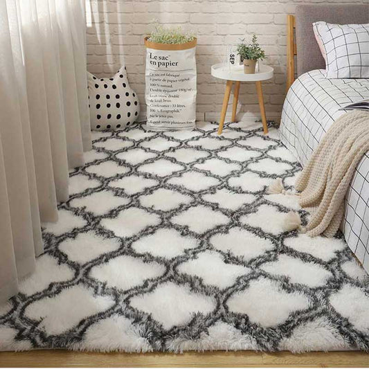 Fluffy Tie Dye Rug For Bedroom Decor Modern Home Washable Rug