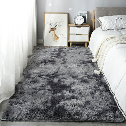 Fluffy Tie Dye Rug For Bedroom Decor Modern Home Washable Rug