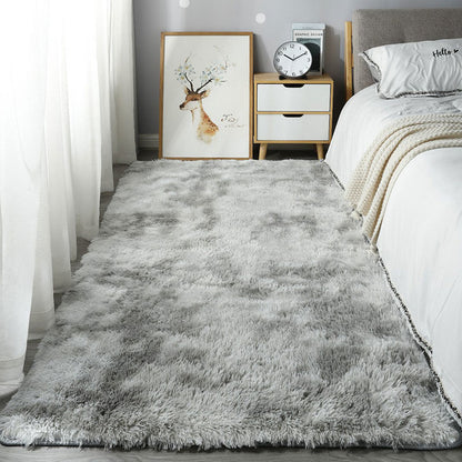 Fluffy Tie Dye Rug For Bedroom Decor Modern Home Washable Rug