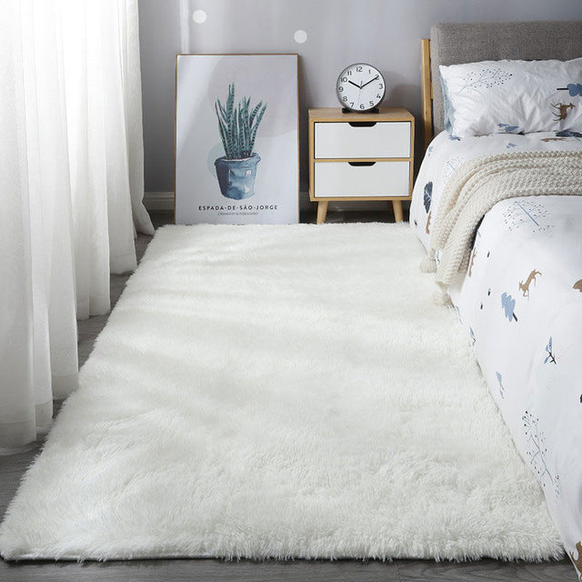 Fluffy Tie Dye Rug For Bedroom Decor Modern Home Washable Rug